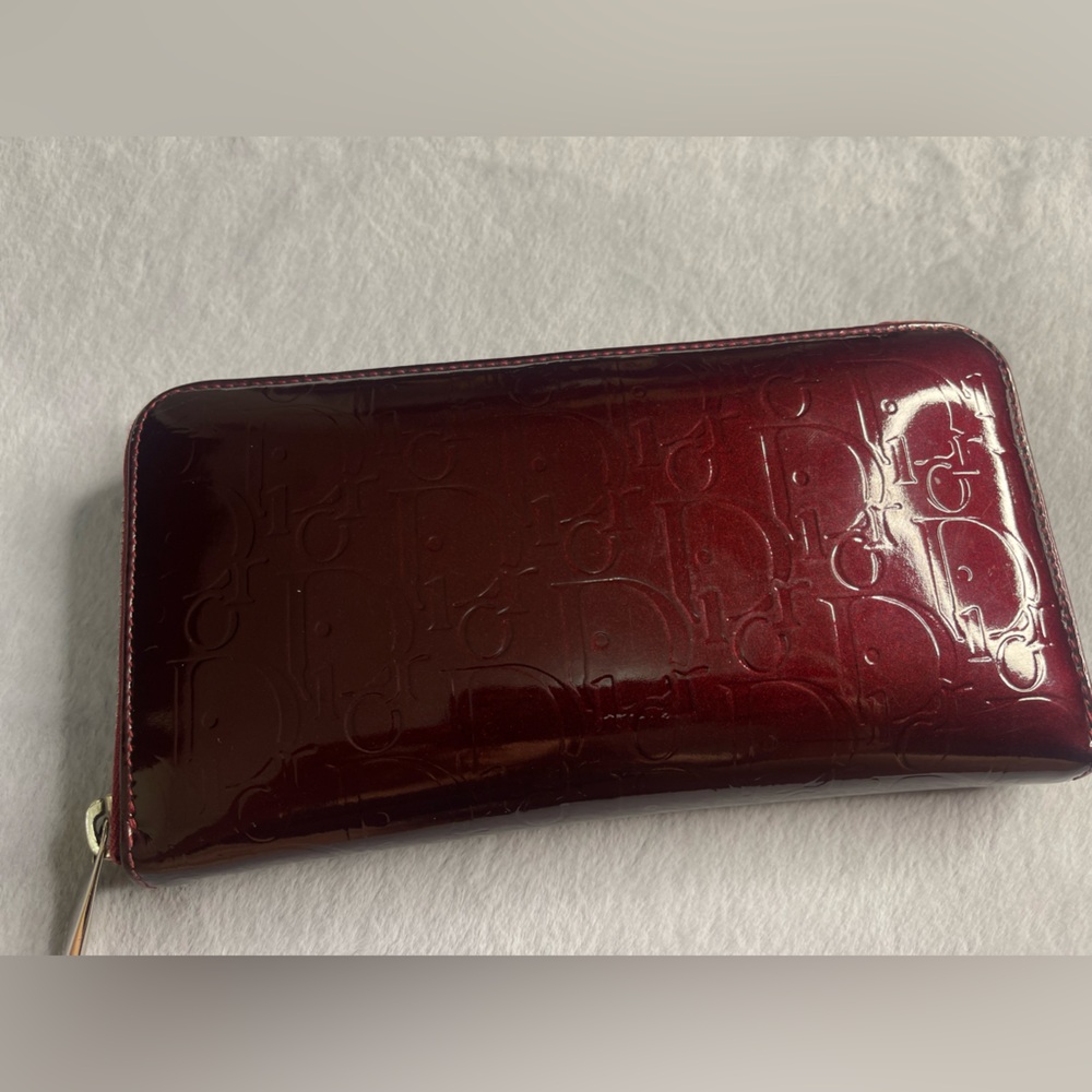 Dior patent  Burgundy long zippy  wallet